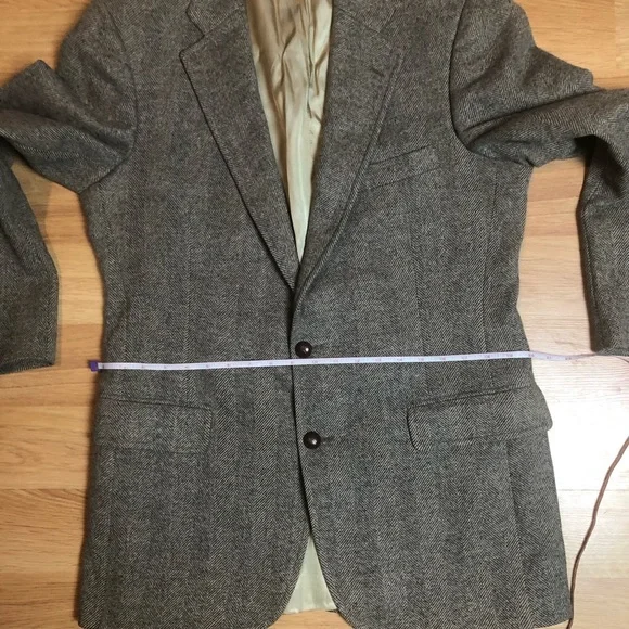 CHAPS Ralph Lauren suit coat blazer woven in Scotland Camel Hair jacket Sz Large - Picture 15 of 16